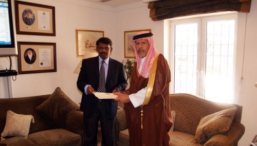 Dr. Turki Faisal Al Rasheed with H.E.V. Krishnamoorthy